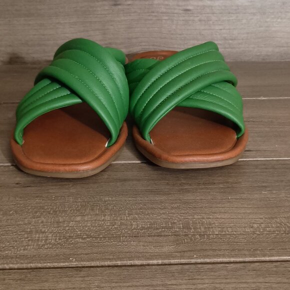 Seychelles Crossband Leather Slide Sandals Green Size 7.5 Made in Italy - Picture 3 of 12